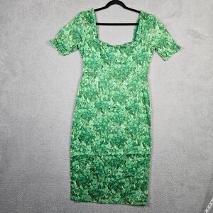 HOPE & IVY Women's Liberty Fabric Midi Tea Green Floral Dress Sz 14 US 10 NEW